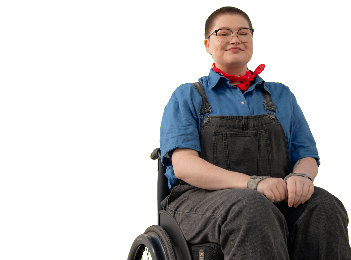 image of young person who has cancer in a wheelchair