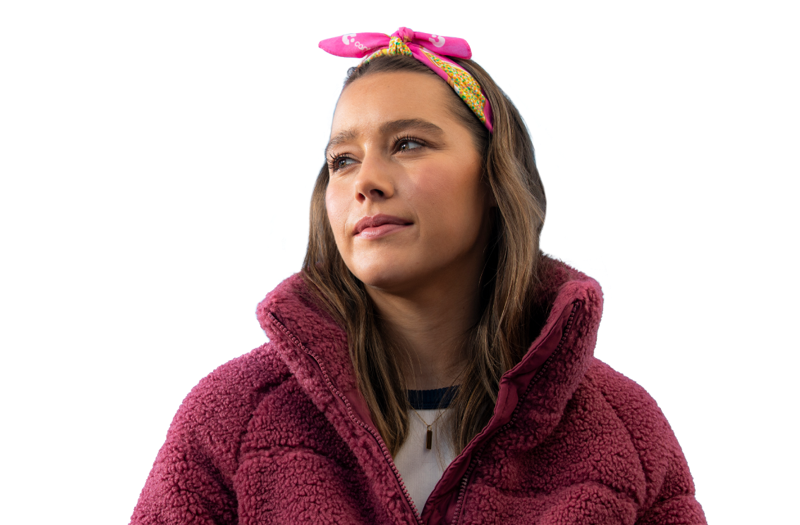 a young person impacted by cancer wearing a bandanna